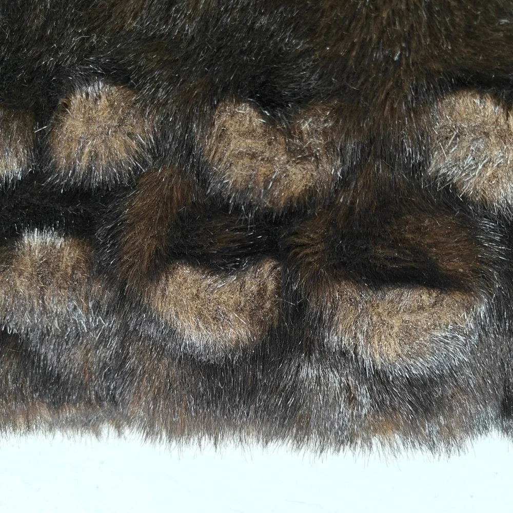 Mangnia Womens Brown Faux Fur Coat Scalloped Hem Portrait Collar Mid Length L